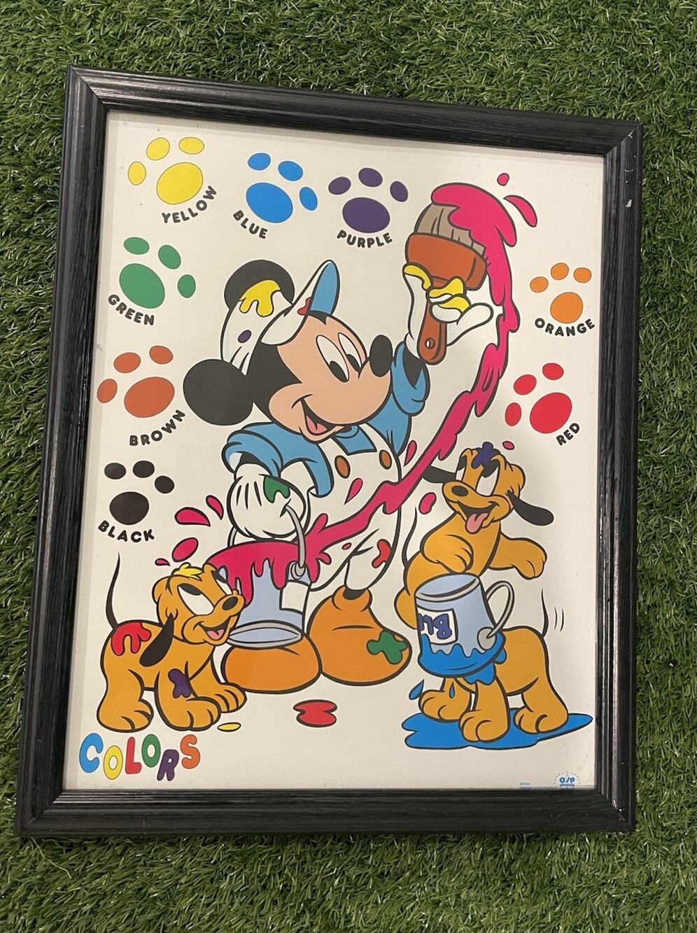 Vintage Disney Mickey Mouse Colors Litho Poster Print Framed Pluto Puppy 82265